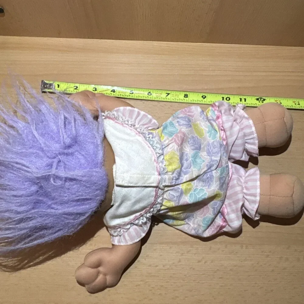 Vintage Treasure Trolls Plush Doll 1991 ACE Purple Hair Purple Diamond Wishstone